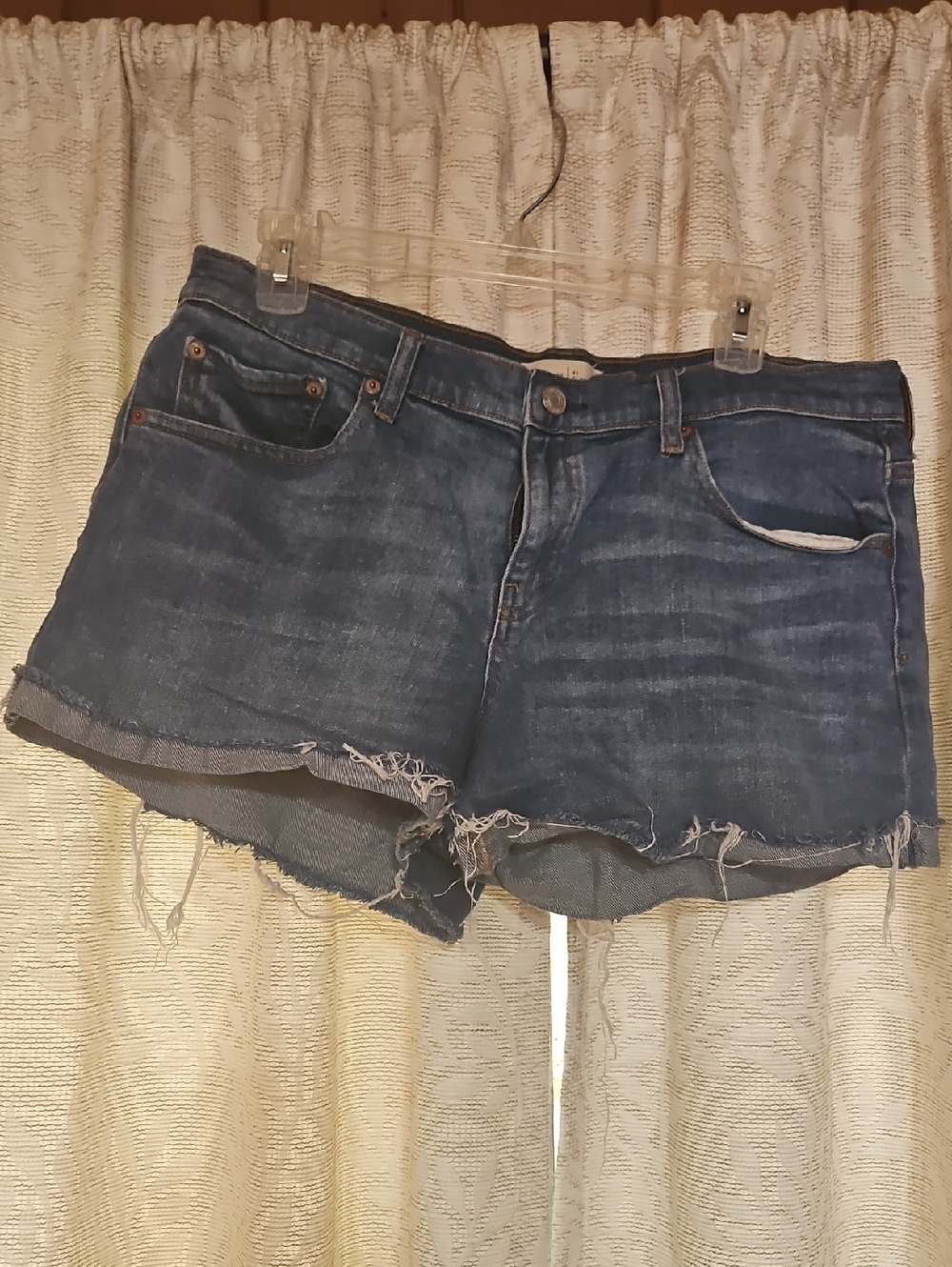 Women's Dark Blue Distressed Denim Cutoff Shorts